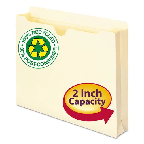 100% Recycled Top Tab File Jackets, Straight Tab, Letter Size, Manila, 50-box