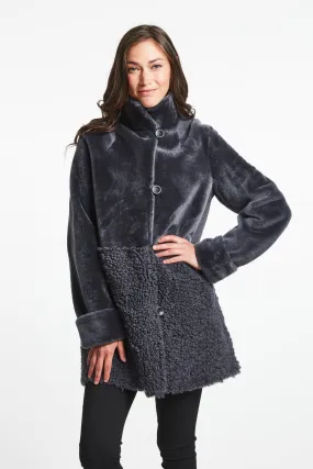 #287  Reversible Two Texture Spanish Merino Shearling Coat