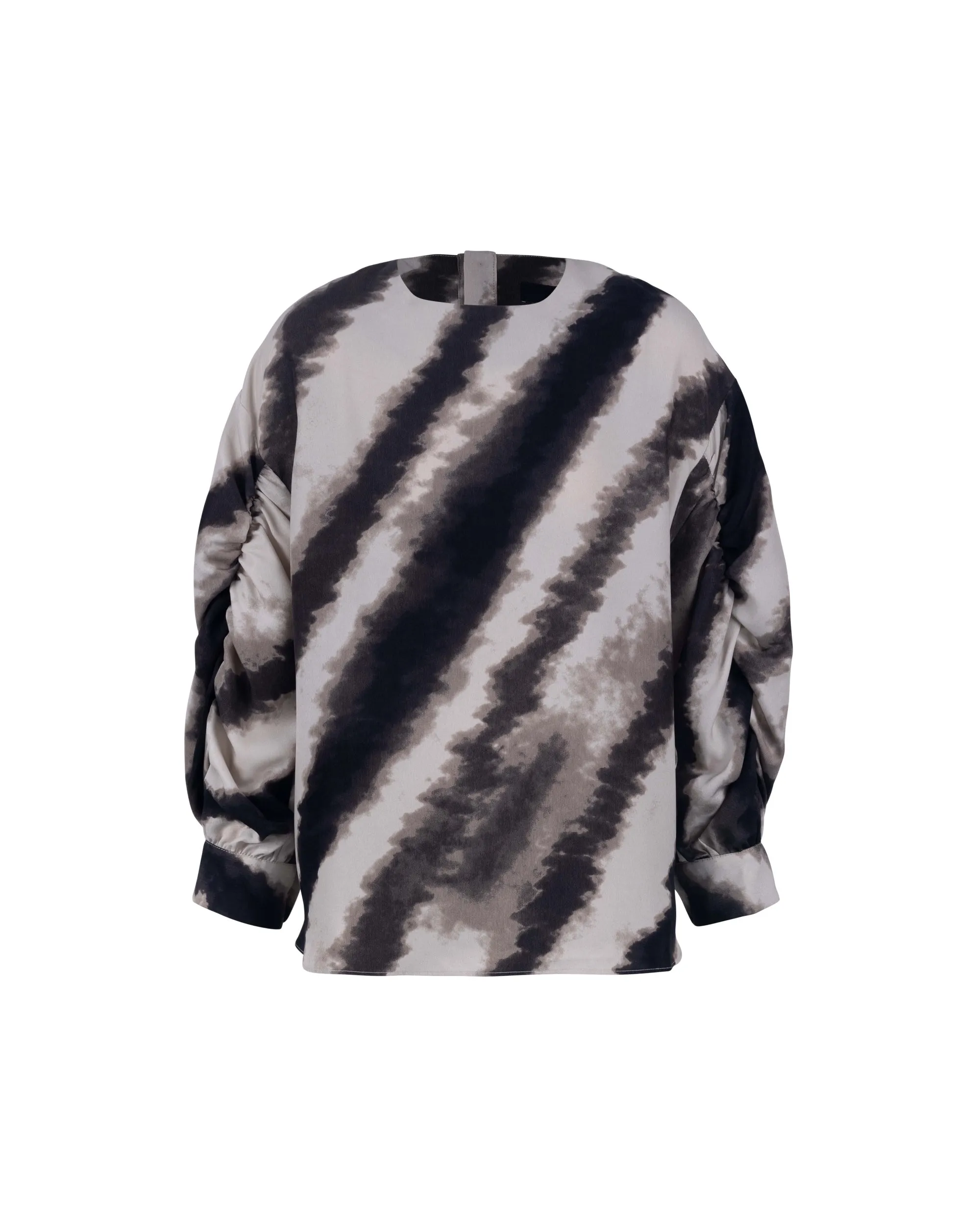 Abstract Print Gather Sleeve Blouse