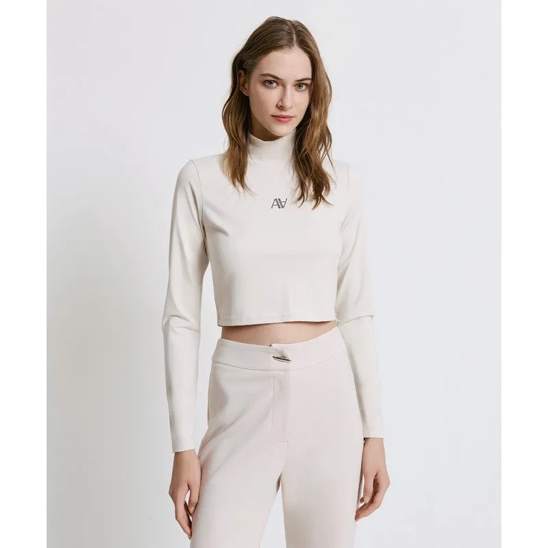 Access Fashion Vanilla Cropped Top With Logo