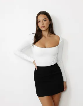 Addie Long Sleeve Top (White)