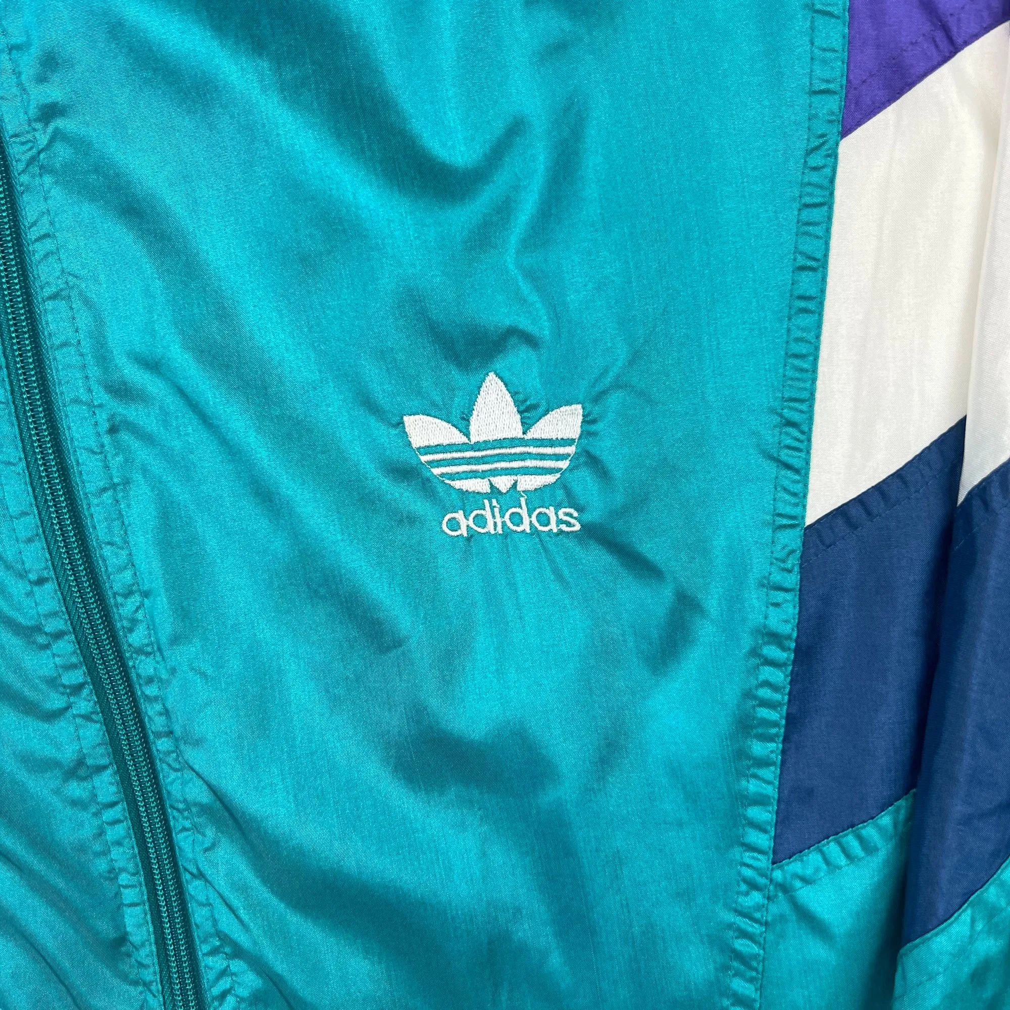 Adidas 90's Colourblock Track Jacket Teal Purple White