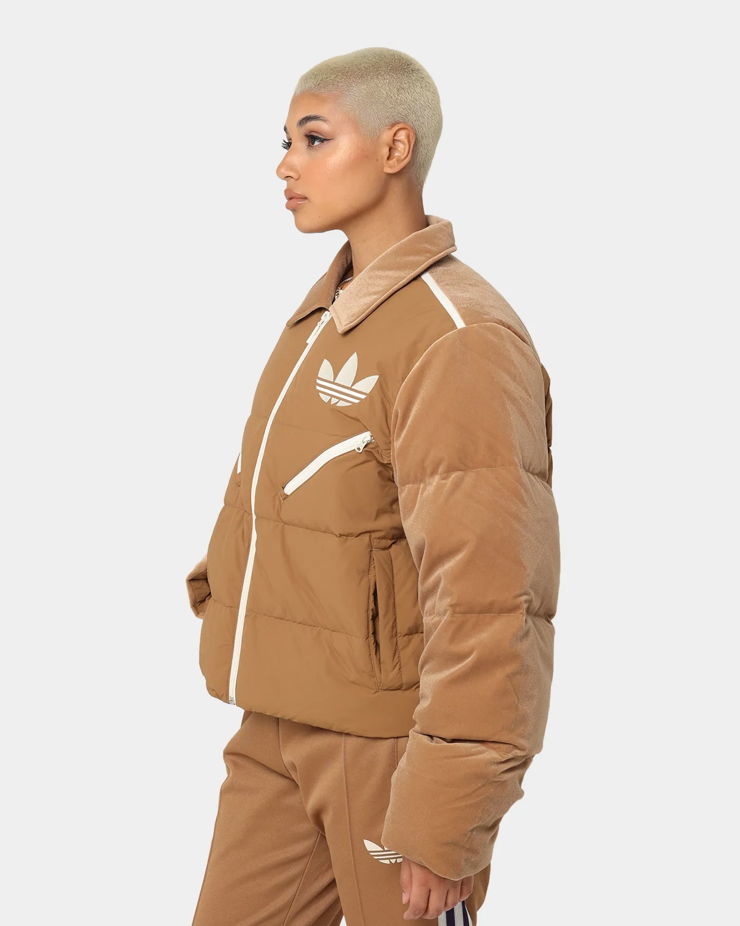 Adidas Adicolor Women's Velvet Puffer Brown Desert