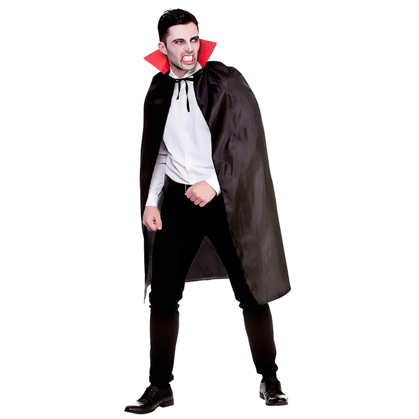 Adults Vampire Cape Black With Red Collar Fancy Dress