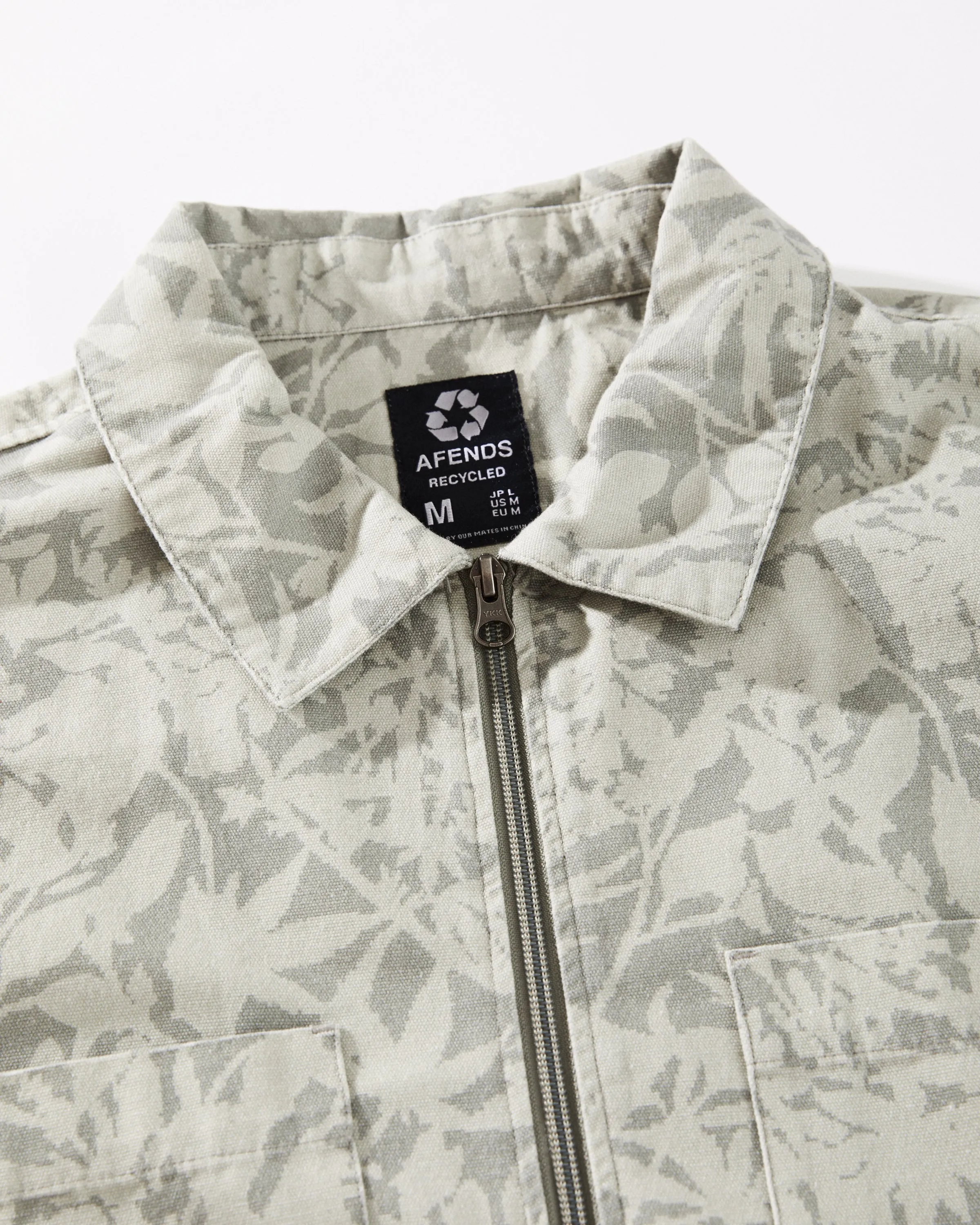 AFENDS Mens Bouquet - Canvas Jacket - Olive Floral