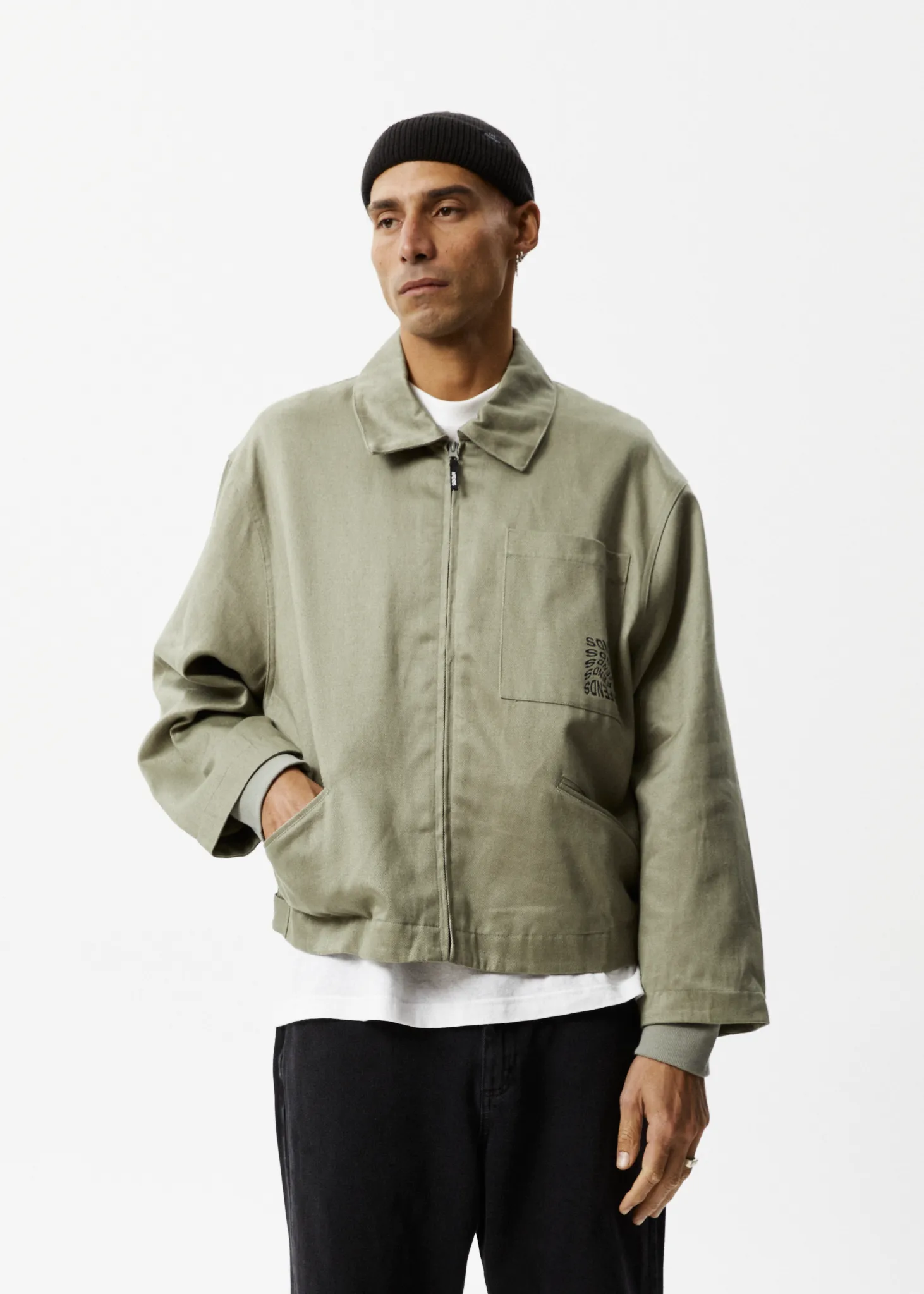 AFENDS Unisex Oracle - Carpenter Jacket - Olive