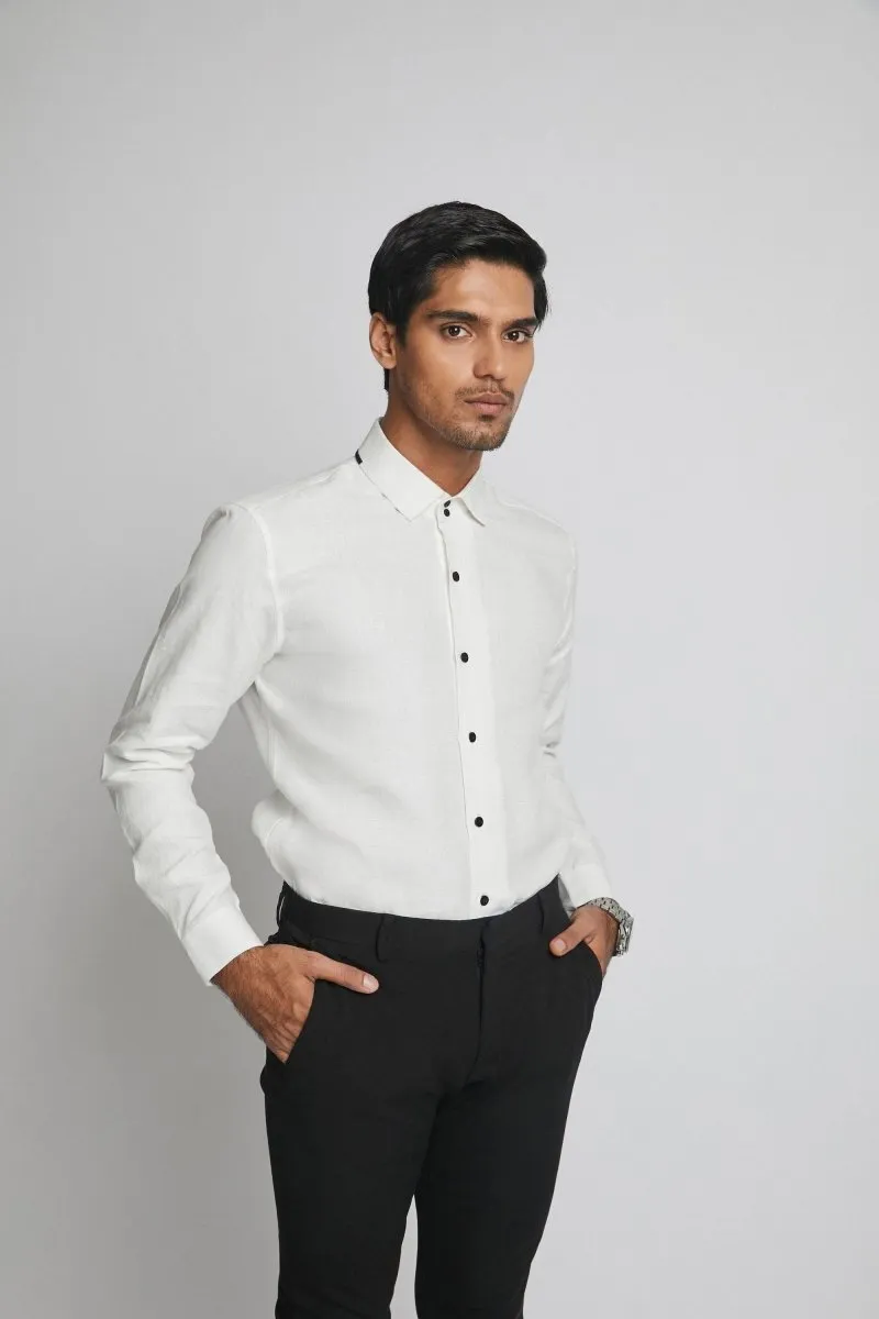 Aglow High Collar Shirt White