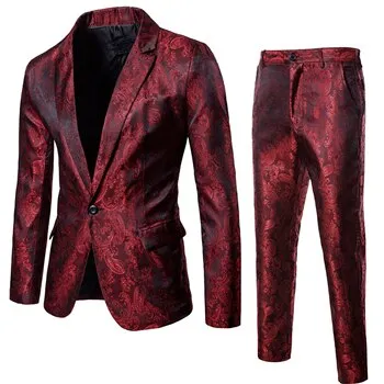 Aidase (Jackets   Pants) Men Business Casual Slim Suit Sets Fashion printed Tuxedo Wedding formal dress Blazer stage performances Suit