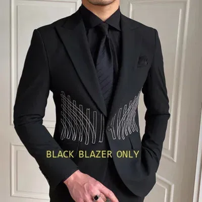 Aidase Streetwear Casual Blazer Hombre Double Breasted Embroidery Pattern Blazer Jacket Stage Male Terno Masculino Prom Blazer For Men