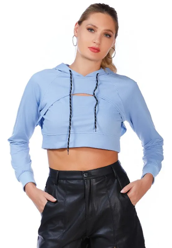 All Relaxed Front Slit Cropped Hoodie