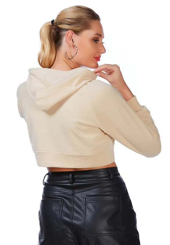 All Relaxed Front Slit Cropped Hoodie