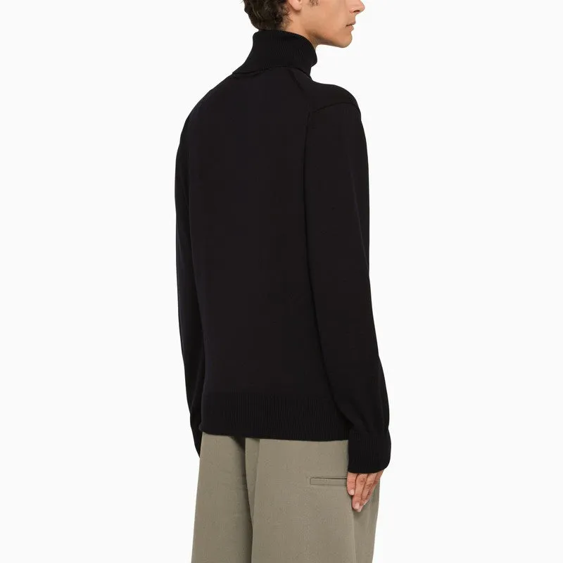 AMI PARIS Midnight Blue Heart Emblem Turtleneck