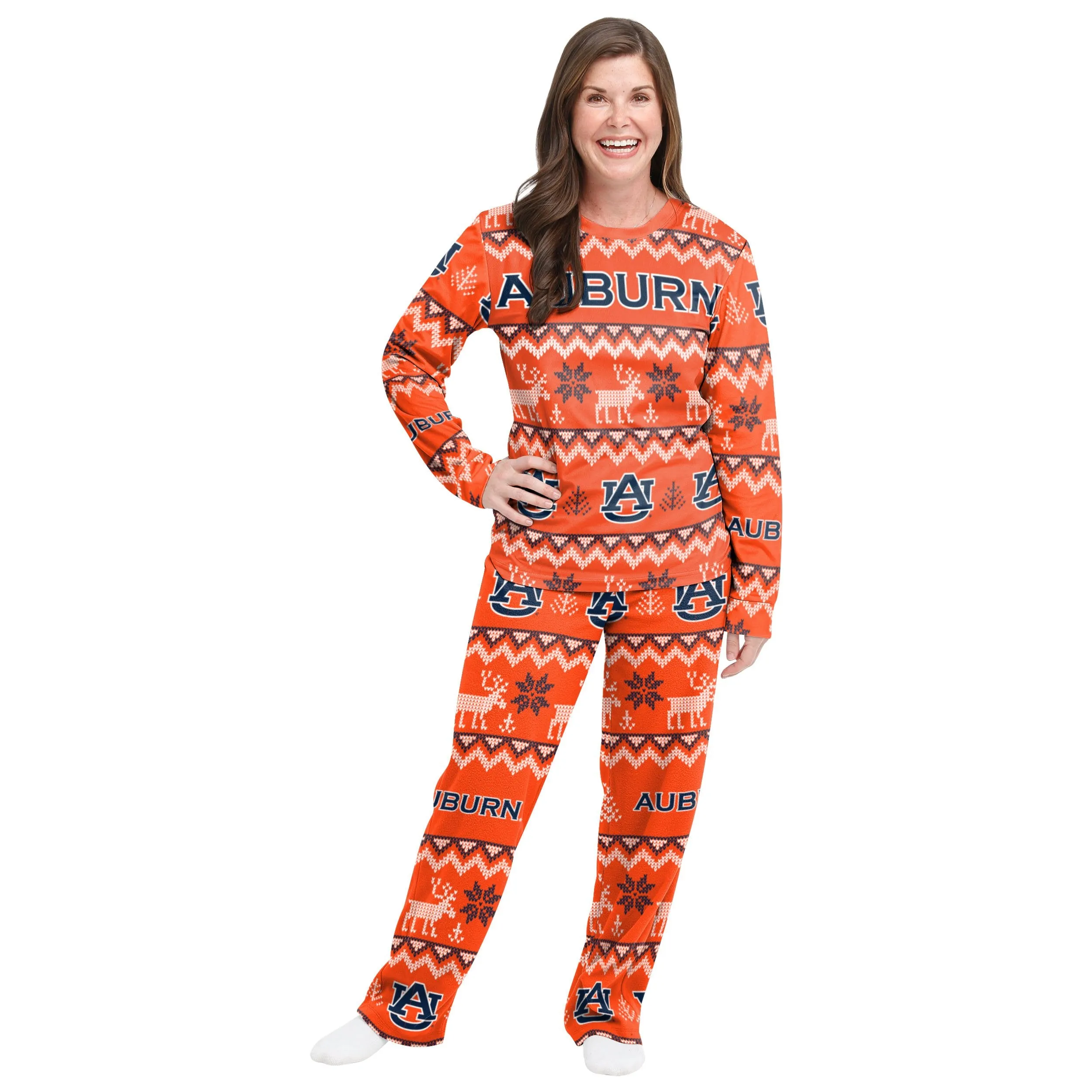 Auburn Tigers NCAA Ugly Pattern Family Holiday Pajamas