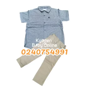 Baby Boy  Short Sleeve Shirt  with Trousers (Calvin Klein) Gray.