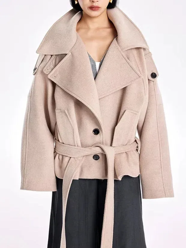 Belted Oversize High-Collar Jacket