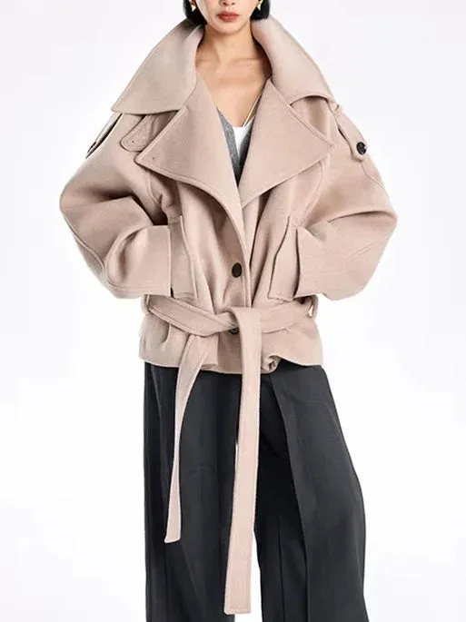 Belted Oversize High-Collar Jacket