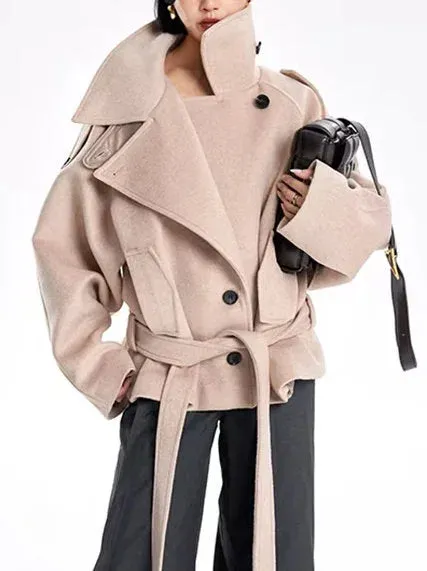 Belted Oversize High-Collar Jacket