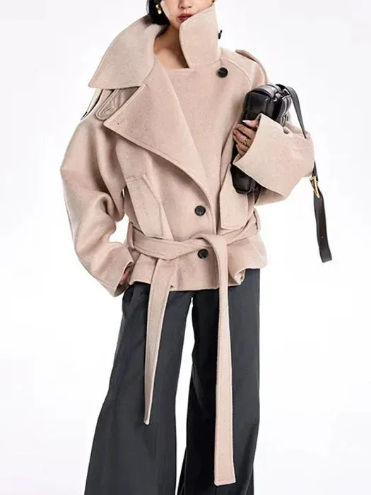 Belted Oversize High-Collar Jacket