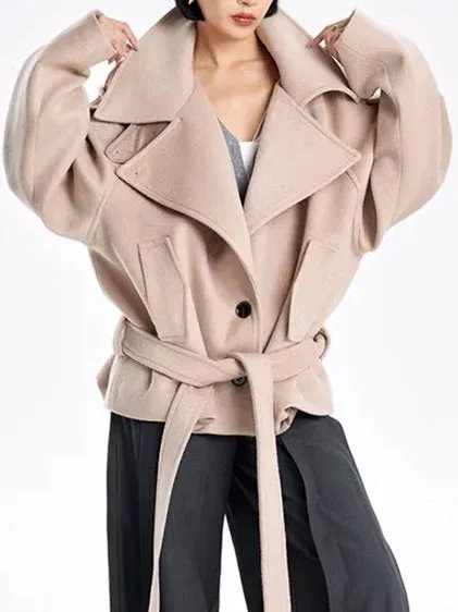 Belted Oversize High-Collar Jacket