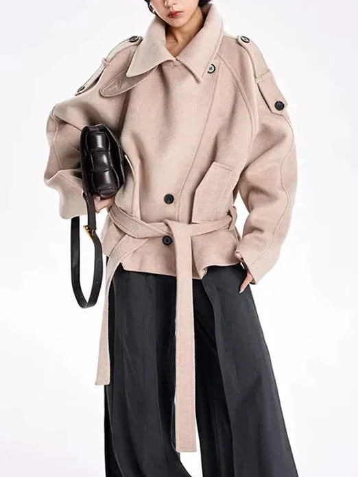 Belted Oversize High-Collar Jacket