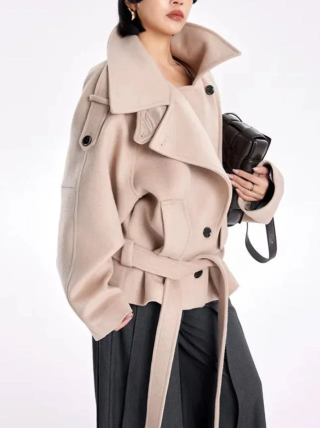 Belted Oversize High-Collar Jacket