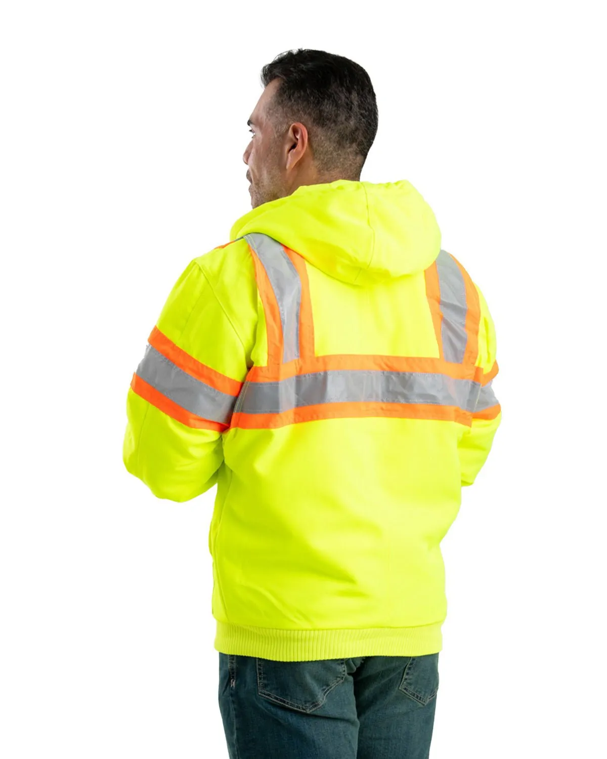 Berne Apparel Mens Hi Vis Class 3 Hooded Active Yellow 100% Polyeste Jacket