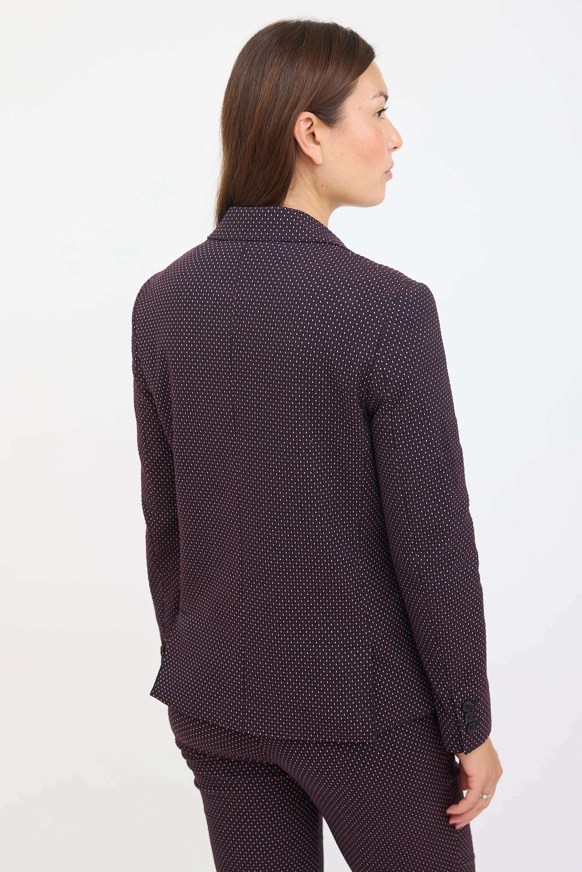 Black & Multicolour Polka Dot Woven Suit