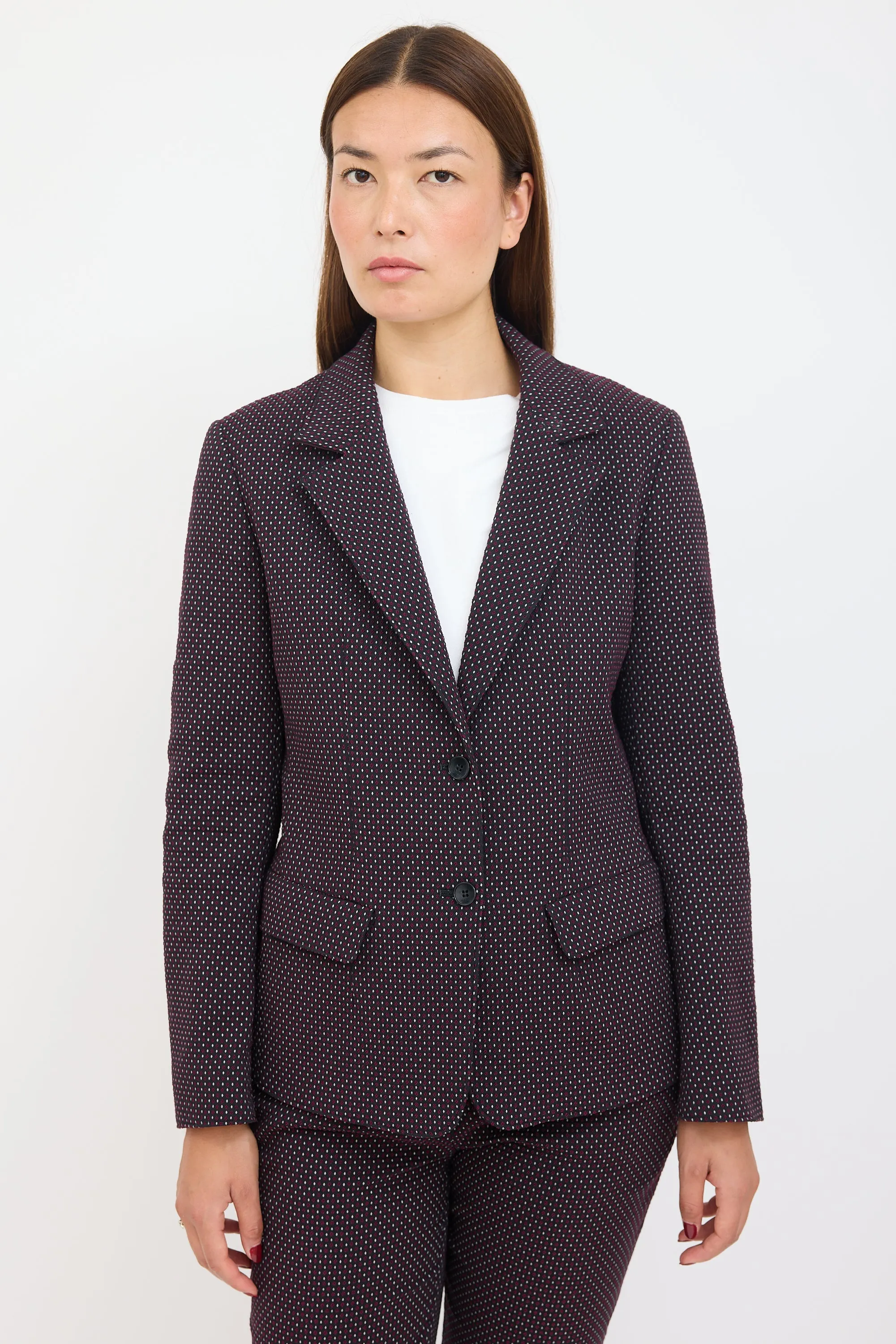 Black & Multicolour Polka Dot Woven Suit