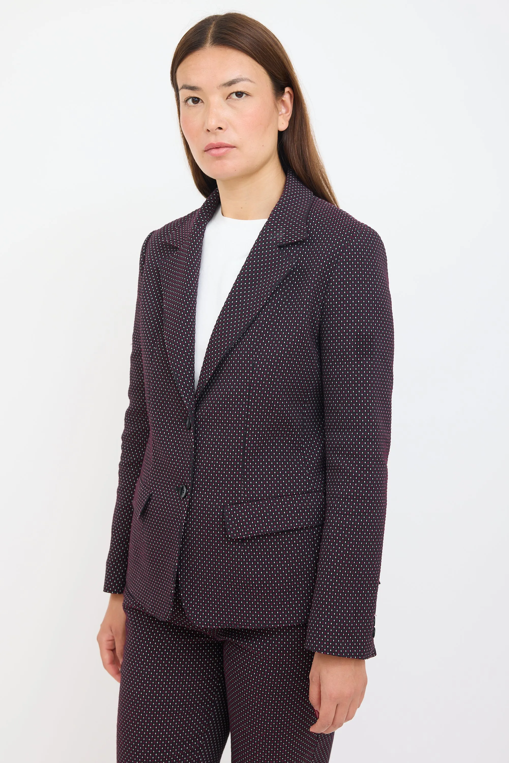 Black & Multicolour Polka Dot Woven Suit