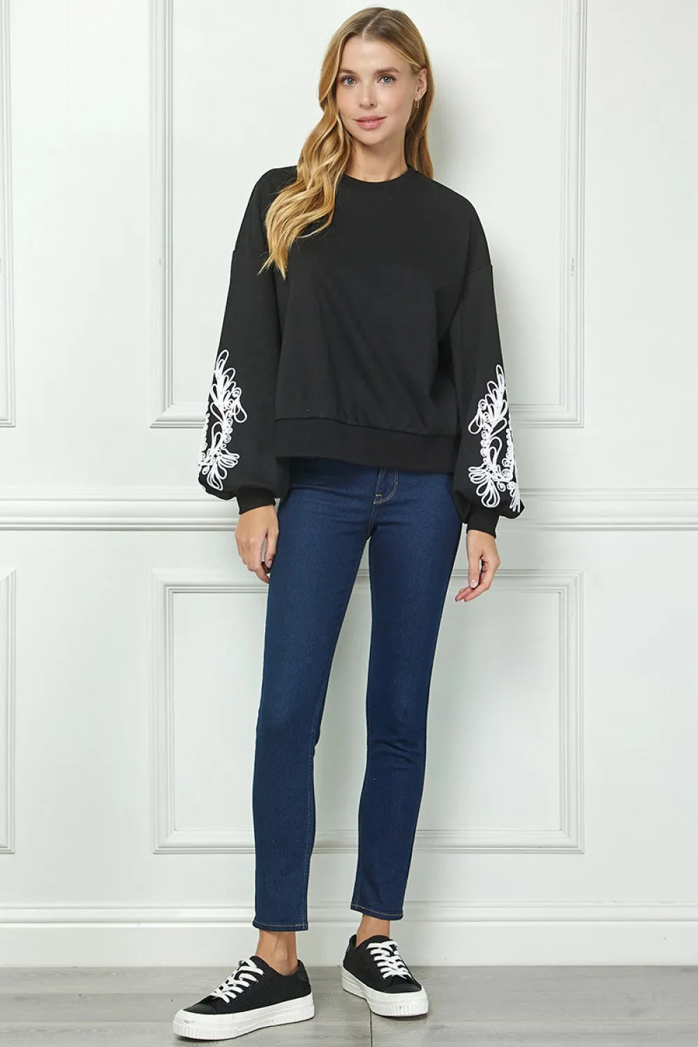 Black & White Embroidered Sweatshirt