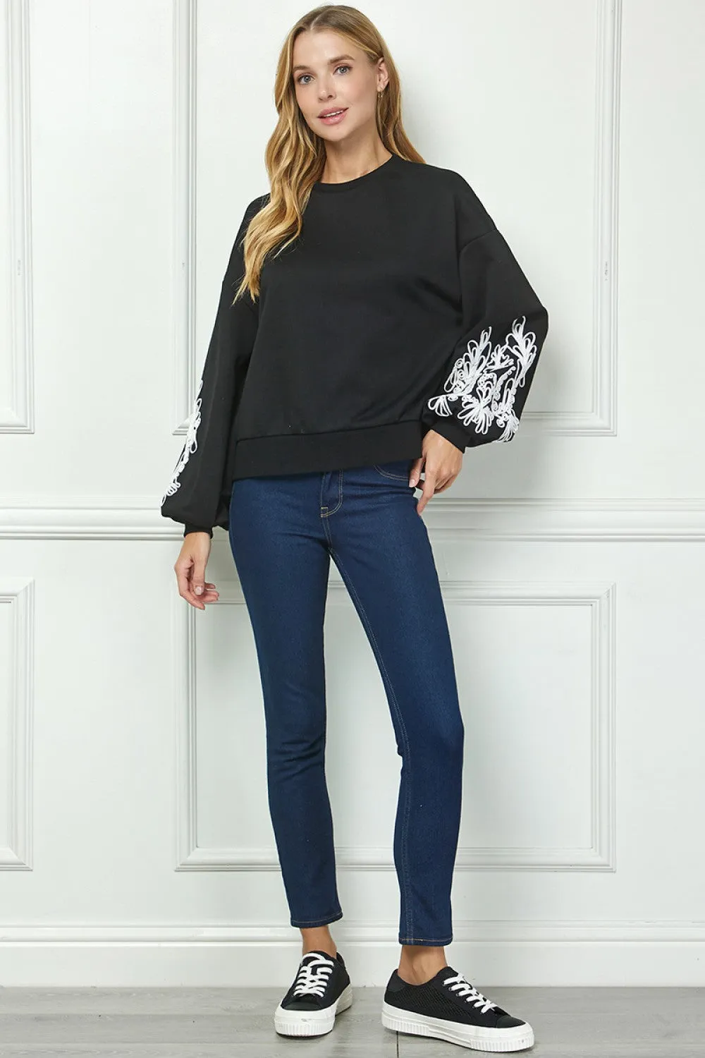 Black & White Embroidered Sweatshirt