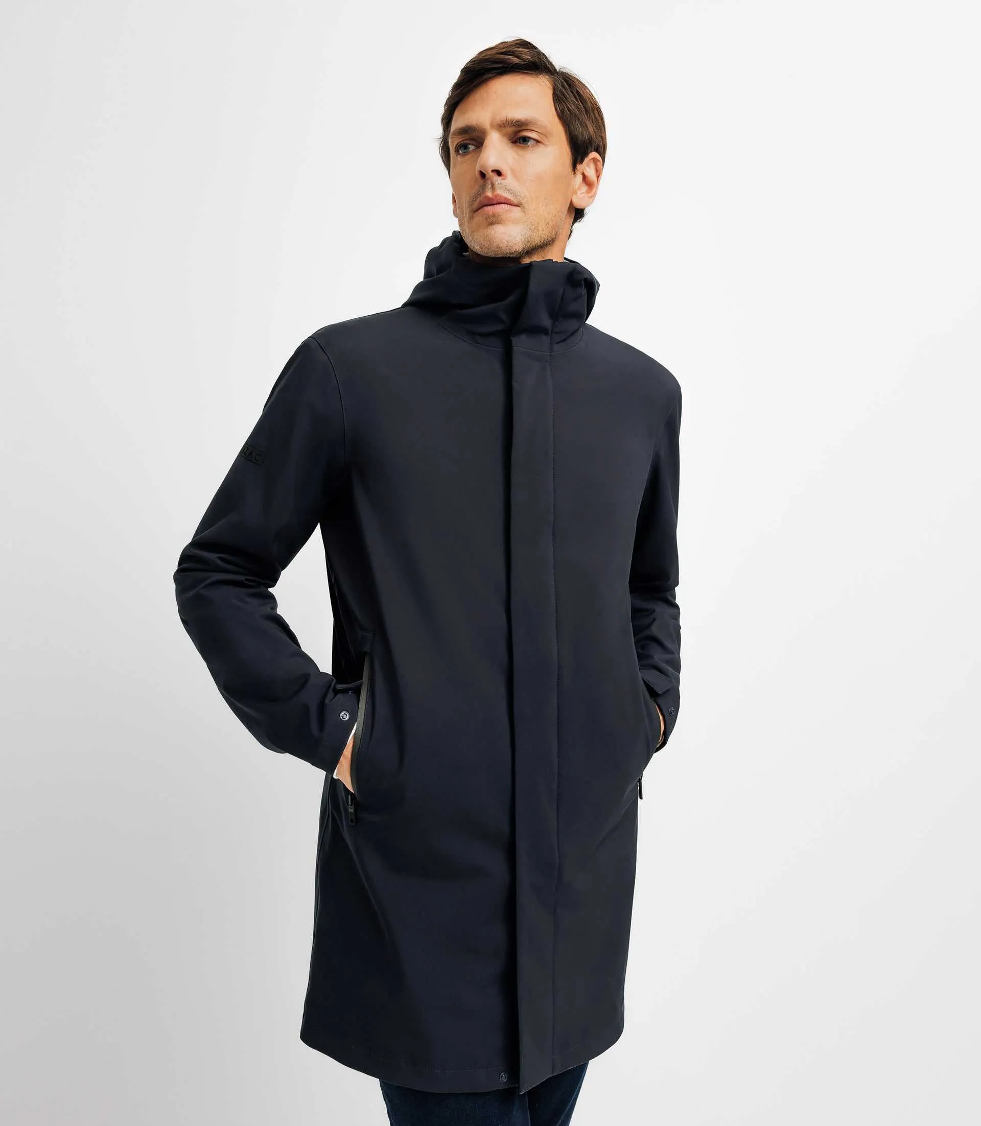 Blouson parka longue marine