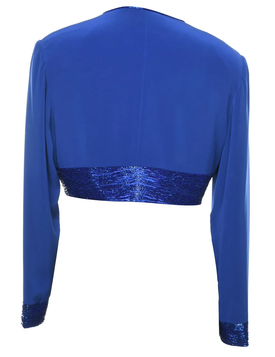 Blue Cropped Evening Jacket - M