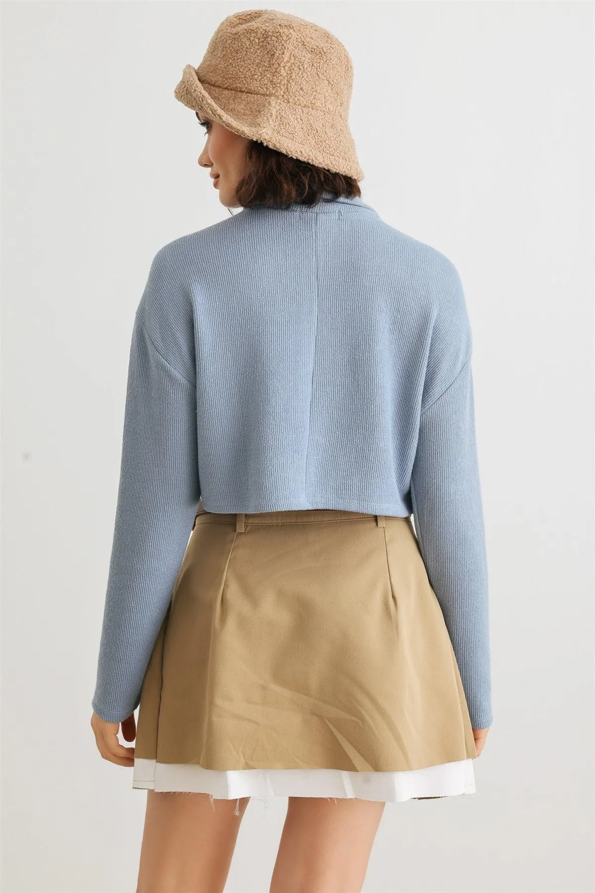 Blue Moon Two Pocket Crew Neck Long Sleeve Crop Jacket /1-2-3