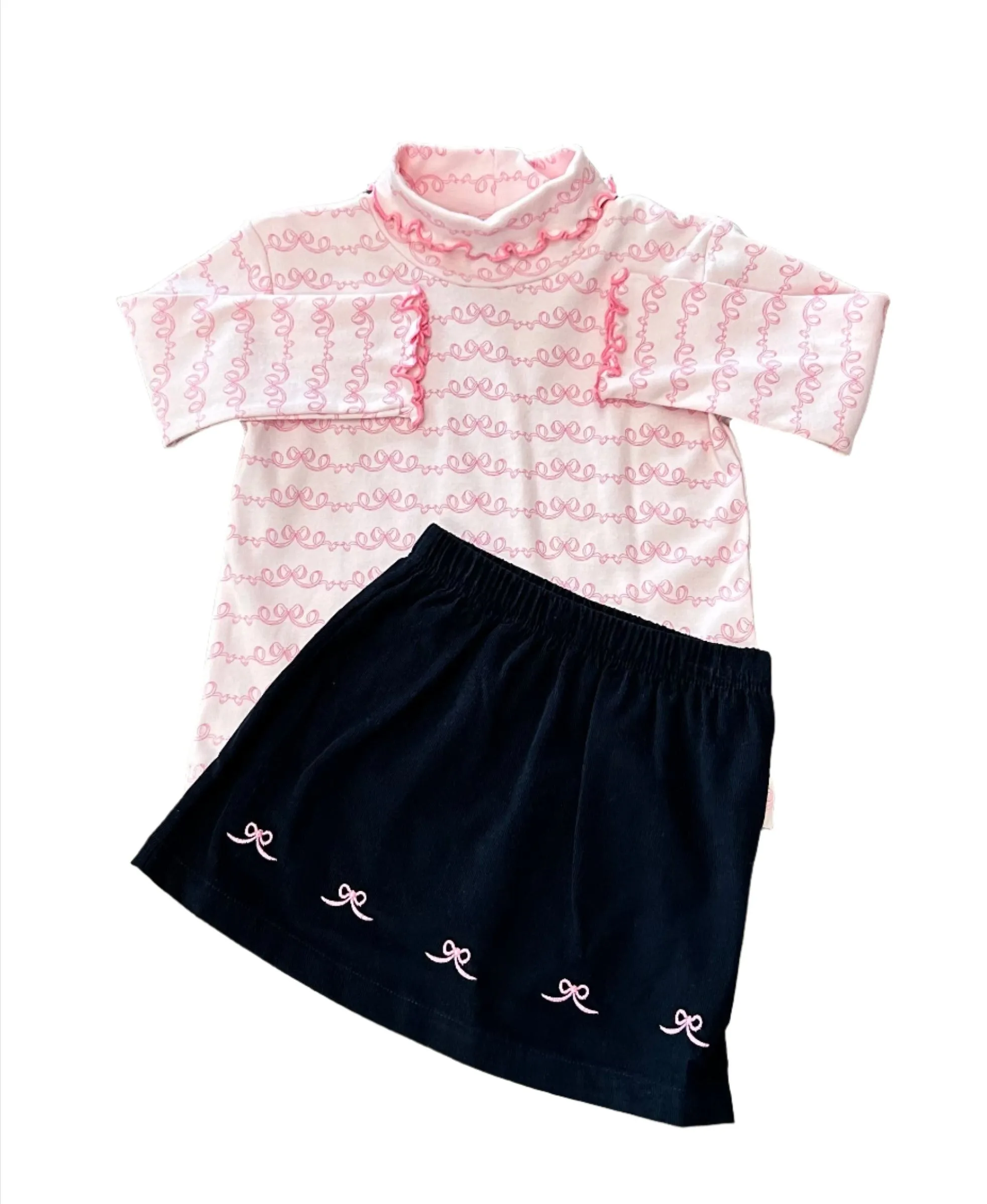 Bow Embroidered Cord Skort