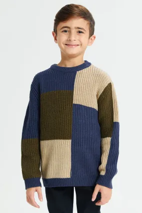 Boys Navy Knitted Pullover