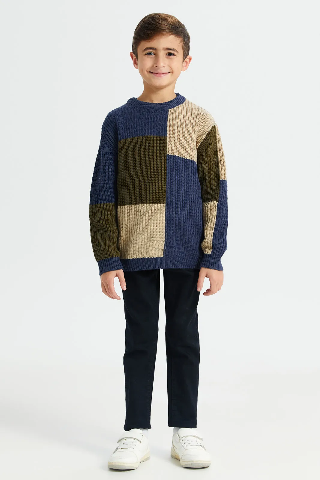 Boys Navy Knitted Pullover