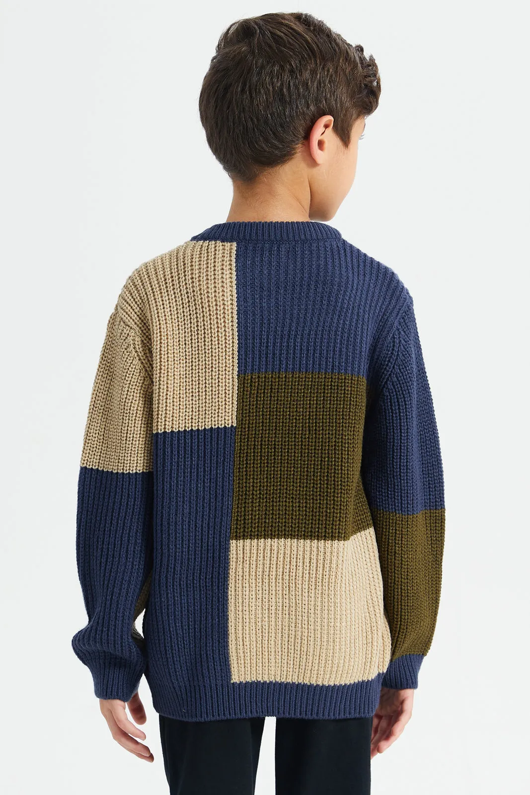 Boys Navy Knitted Pullover