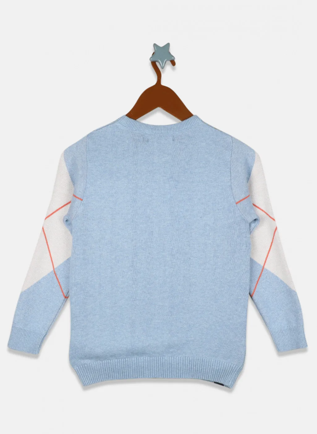 Boys Sky Blue Diamond Check Pullover