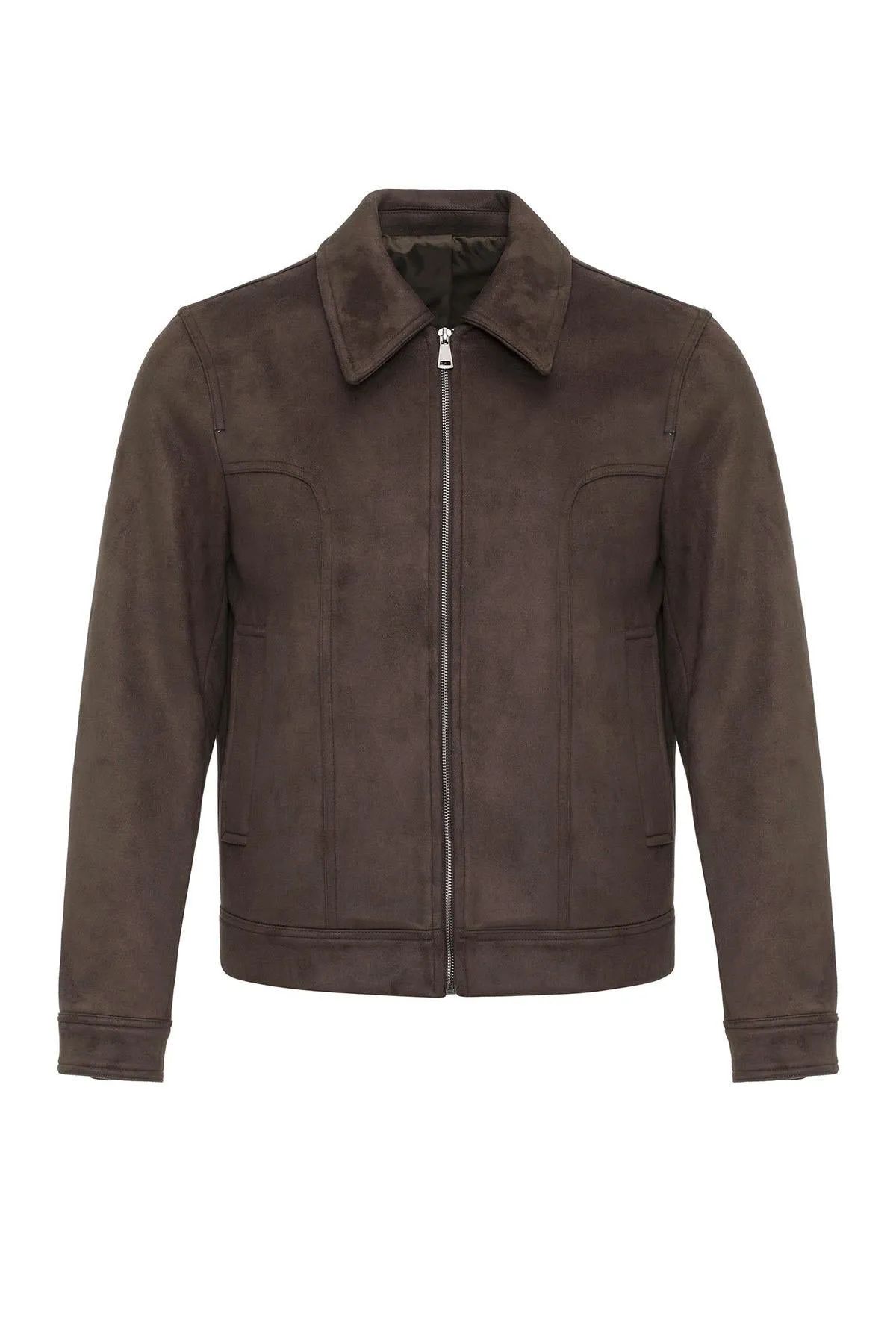 Brown Crop Fit Suede Men's Jacket - Wessi