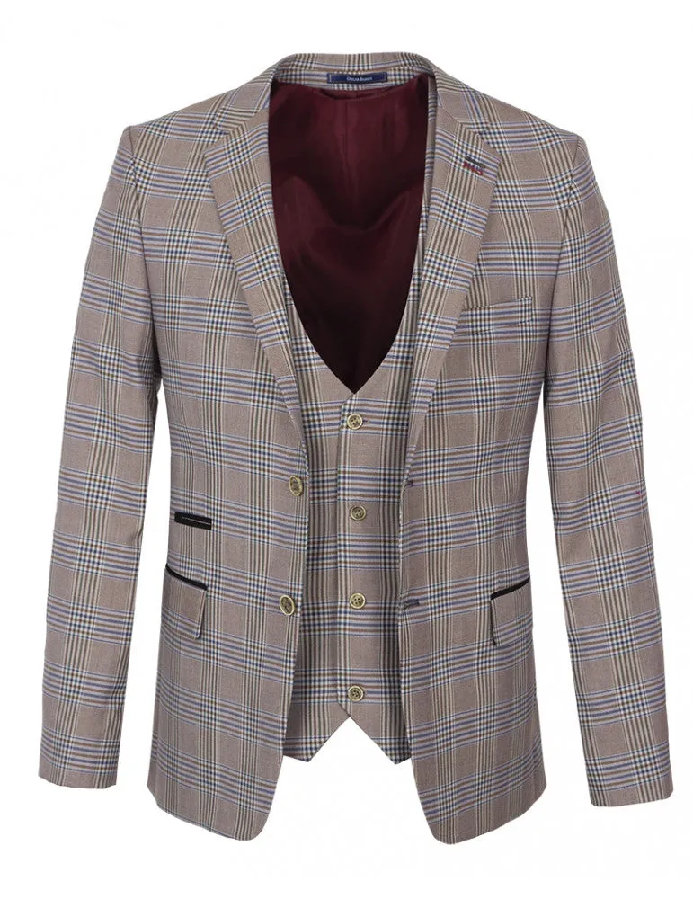 Brown Glen Check Blazer & Waistcoat