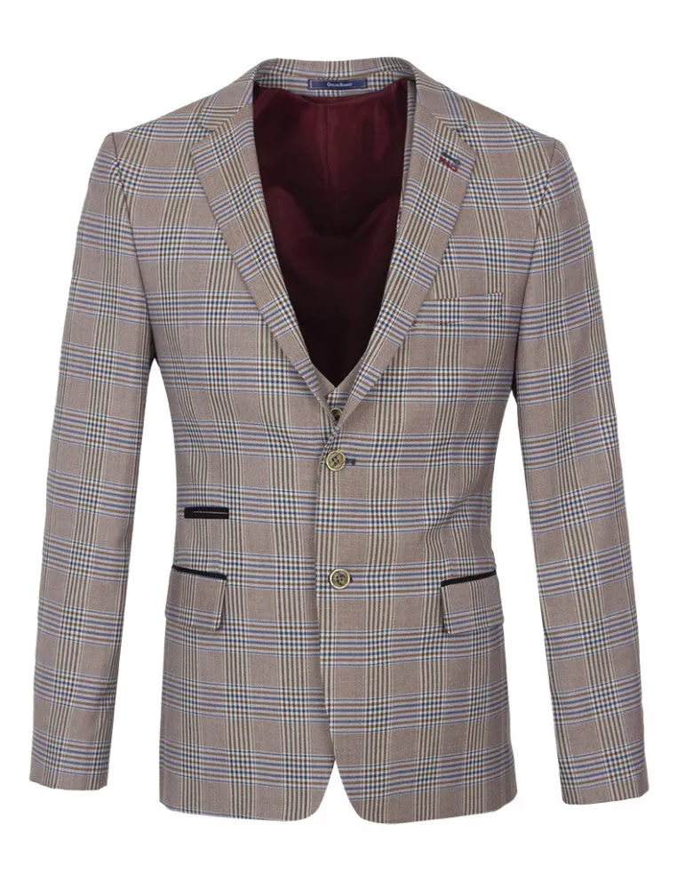 Brown Glen Check Blazer & Waistcoat