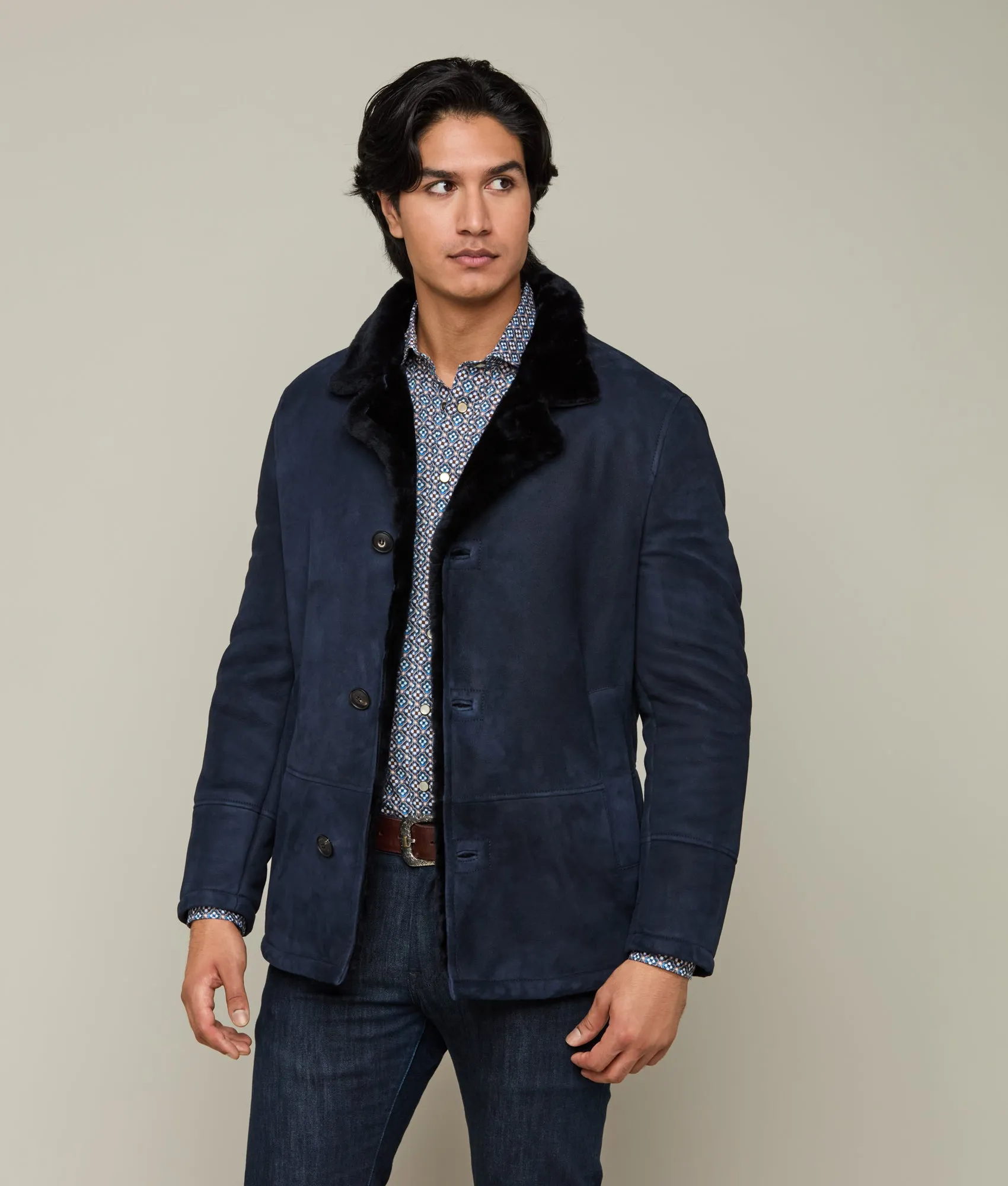 Bruce Shearling Coat :: Navy