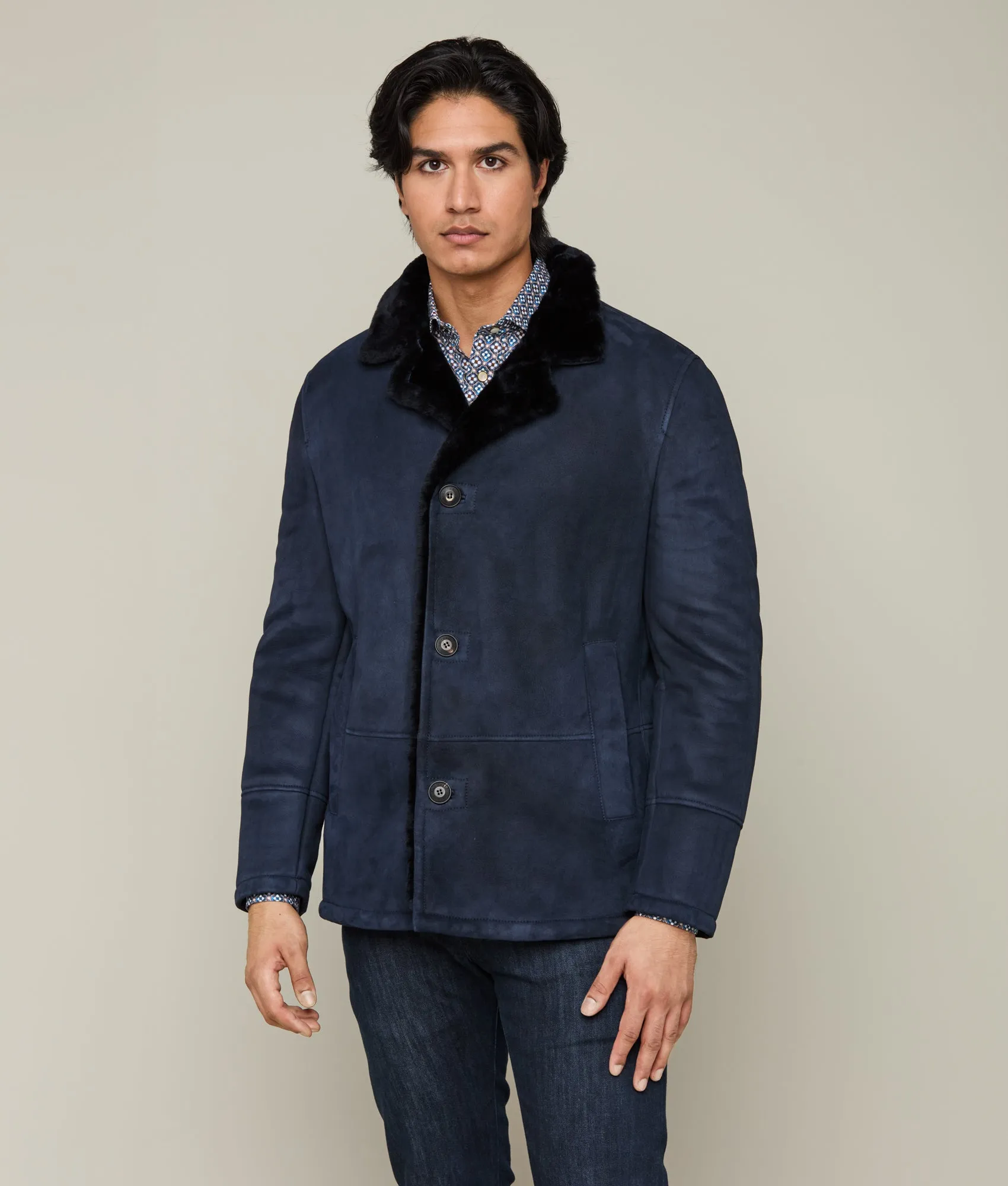 Bruce Shearling Coat :: Navy