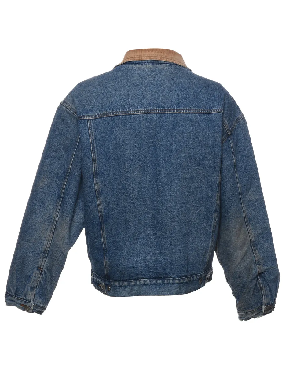 Button Front Shearling Denim Jacket - XL