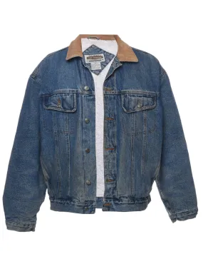 Button Front Shearling Denim Jacket - XL