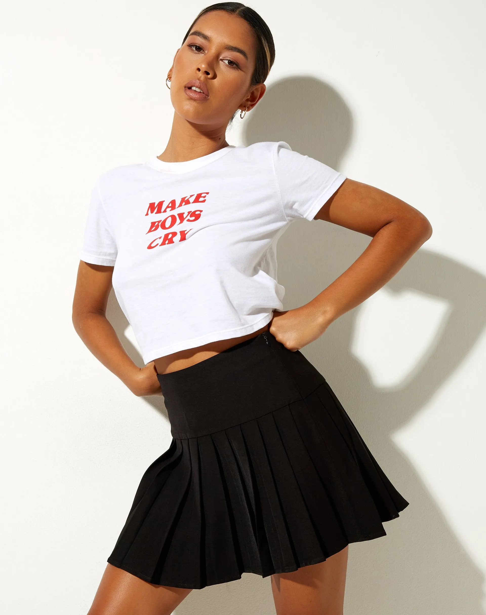 Cason Mini Pleat Skirt in Black