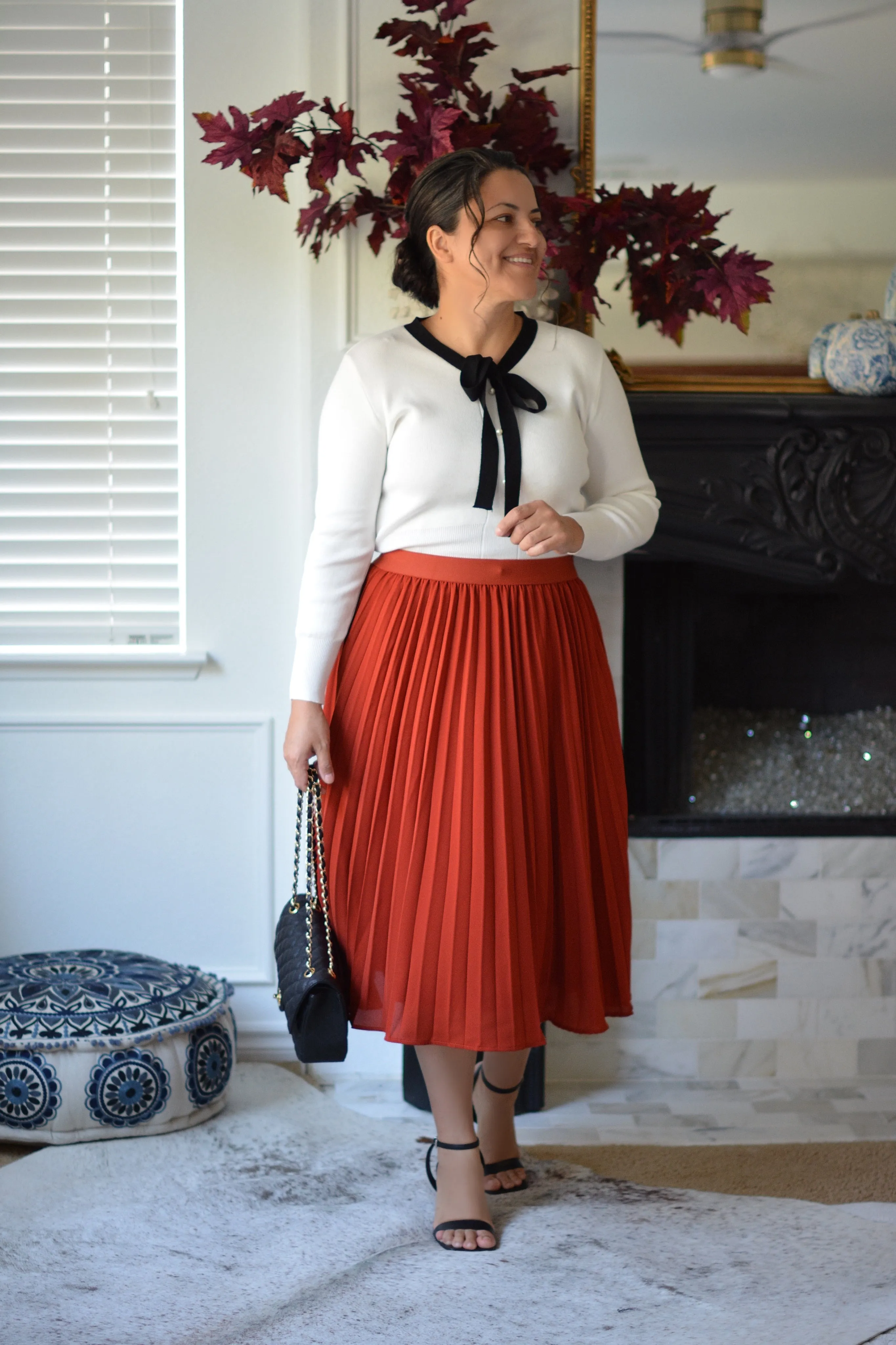 Cheri Rust Pleated Skirt