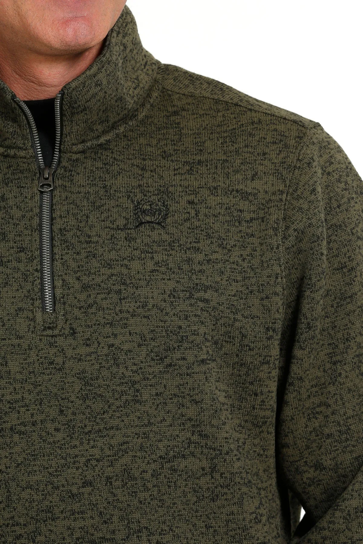 Cinch Men's Olive Quarter Zip Sweater Knit Jacket