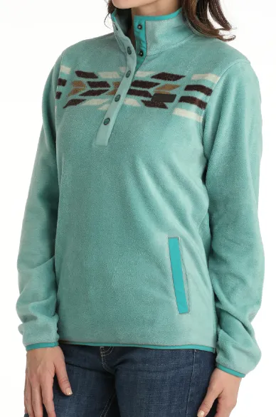 Cinch Women's Turquoise Aztec Fleece Pullover MAK9909002